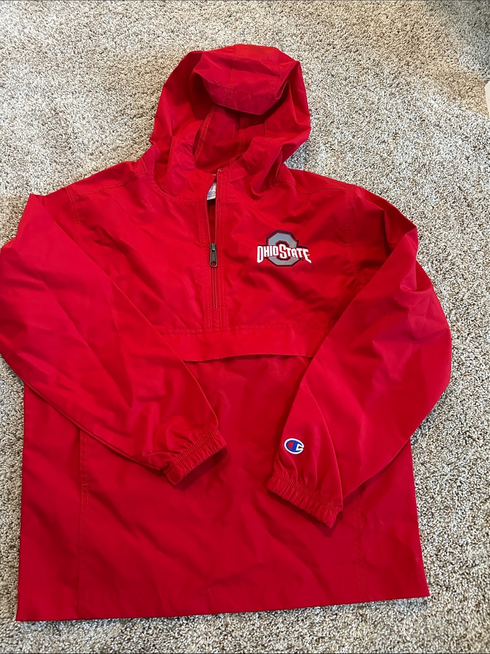 Champion Red Ohio State Pullover Hooded Jacket